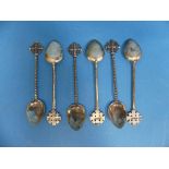 A set of six continental silver Teaspoons, marked Jerusalem 950, the handles with cross finial,