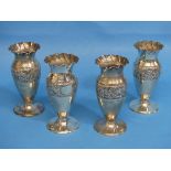 A set of four Edwardian silver Vases, by Charles Edwards, hallmarked London, 1902, of baluster