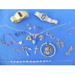 A small quantity of Jewellery, including scrap gold, 9g, other unmarked ear studs etc., two unmarked