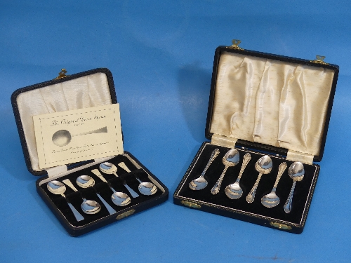 A cased set of six silver 'Devon' Spoons, by Thomas Bradbury & Sons Ltd., hallmarked Sheffield 1947,