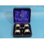 A cased set of four Edwardian silver Open Salts, by George Nathan & Ridley Hayes, hallmarked