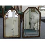 A small quantity of Wall Mirrors; comprising a gilt and walnut framed wall mirror with central