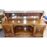A 19thC Aesthetic Movement burr walnut Sideboard by Lamb of Manchester, the inverted break-front top