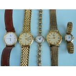 Two Rotary gold-plated Rotary gentleman's quartz Wristwatches, and two lady's Rotary wristwatch,