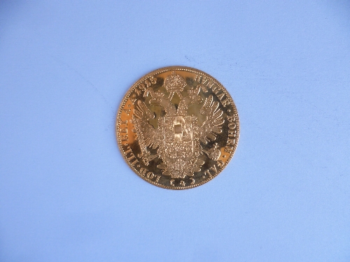 An Austrian 4 Ducat gold coin, re strike, Franz Joseph I, dated 1915, appx.14g.