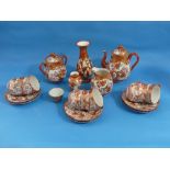 A Japanese Kutani export porcelain 15-piece Tea Set, decorated in the traditional palate with