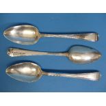 A set of three George III silver Table Spoons, hallmarked London, 1800, Old English pattern with