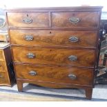 A late 19thC mahogany Chest of Drawers, two short on three long, graduated in size, raised on