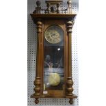 A late 19th-century walmut Vienna Regulator Wall Clock, of traditional three-glass form, the 8-day