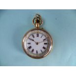 A pretty continental 9ct gold lady's Pocket / Fob Watch, with foliate engraved decoration and vacant