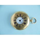 An 18ct gold Half-Hunter Pocket Watch, key wound, the dial with black Roman numerals and