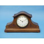 An Edwardian mahogany and inlaid cased Mantle Clock, of small size, raised on brass feet, 5½in (