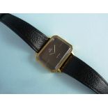 A vintage 1970s lady's gold-plated Omega Deville Wristwatch, with canted rectangular signed black