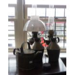 A small quantity of Brassware, including Measuring Jugs, Watering Can, Aladdin Oil Lamp, a Copper