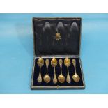A set of six Victorian Aesthetic Movement silver gilt Tea Spoons, by Chawner & Co., hallmarked