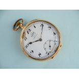 A 14K gold open-face 'Electron' Chronometer Pocket Watch, Swiss made, the dial with black Roman