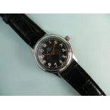 A Lemania military style stainless steel gentleman's Wristwatch, with Swiss 17-jewels movement,