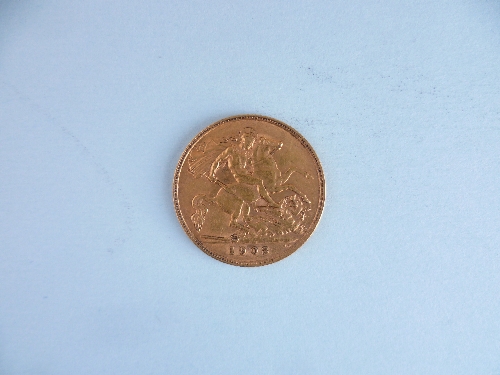 An Edwardian gold Half Sovereign, dated 1908.