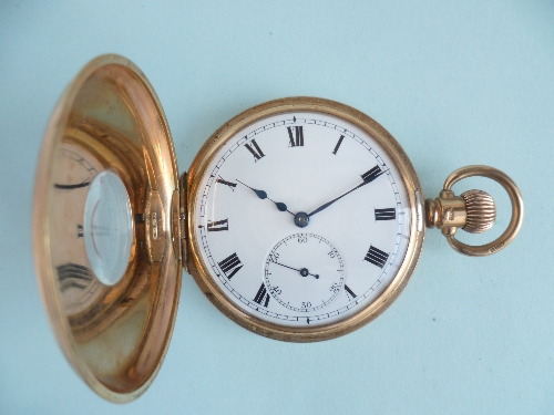 A 9ct gold Half-Hunter Pocket Watch, with Swiss 15 Jewels movement signed 'The Comet', No. 187064, - Image 2 of 3