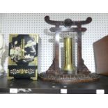 An Antique-style brass Gong, together with an Oriental style Lacquer Dressing Table cabinet, a