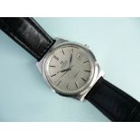 A 1970's Omega Genève Automatic stainless steel Wristwatch, the silvered dial with baton markers and