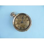 A pretty continental 18K gold open-faced Pocket Watch, with foliate engraved decoration and vacant