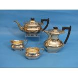 An Elizabeth II silver four piece Tea Set, by Viner's Ltd., hallmarked Sheffield, 1964/5, of waisted