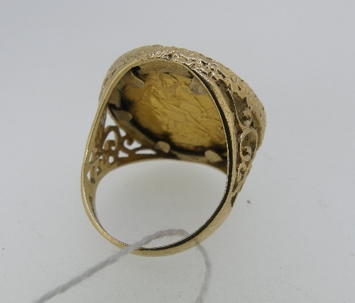 A Victorian gold Sovereign, dated 1899, Melbourne Mint, in 9ct gold ring mount with pierced - Image 4 of 4