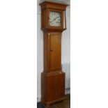 A late 19thC 30-hour Pine cased Longcase Clock, the hand painted Roman numeric dial with decoration,