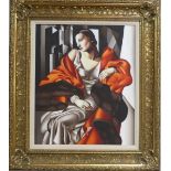 After Tamara de Lempicka, 'Madame Boucard' Copy, Oil on Canvas, signed 'D.N' to bottom left, framed,