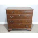 A Victorian mahogany chest of drawers, the cross-banded rectangular top above two short and three