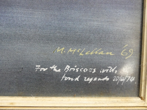 20th Century School, Seascape, Watercolour, signed M McLennan '69, with personal message, 21in ( - Image 4 of 6