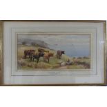 Thomas Rowden (1842-1926), ?Nr Exmouth?, Watercolour, depicting cows near the sea, signed to