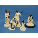 A small quantity of Minton bronze and ivory Figures, comprising 'Meadowsweet' MS50, 'Grecian Dancer'
