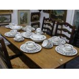 A Royal Doulton 'Burgundy' pattern Dinner Service, six place setting, including dinner and dessert