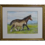 D.M & E.M Alderson Horses in a Moorland Scene Watercolour, dated 1980, signed and dated bottom