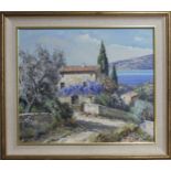 Lucien Potronat (French, 1889- 1974) 'Baie D'Agay' Oil on Canvas, signed to bottom right, framed,