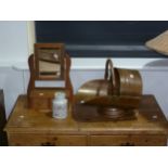 A small pine Dressing Table swing Mirror, together with a Boots 'The Hygienic Inhaler'.