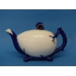 A 19thC Minton porcelain Teapot, with mushroom finial and foliate style handle, decorated in blue
