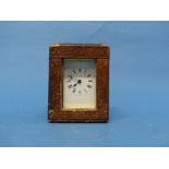 A small early 20thC French gilt-brass five-glass Carriage Clock Timepiece, the rectangular white