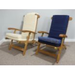 A pair of good quality teak folding Garden Chairs, by Lindsey Teak, with manufacturer's label,