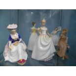 A small quantity of Royal Doulton Figures; comprising 'Kathleen', 'Gift of Love', 'Katrina', '