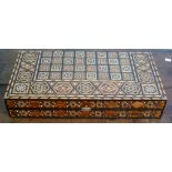 A 19thC Anglo-Indian inlaid Blackgammon Box, no games pieces, 19¾in (50cm) wide, some losses to