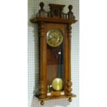 A late 19th-century walnut Vienna Regulator Wall Clock, of traditional three-glass form, the 8-day
