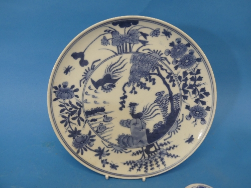 A 19thC Chinese blue and white Plate, decorated with cranes and foliate decoration, together with - Image 6 of 8