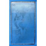 A Victorian etched glass Panel, with bevelled edge, 29¼in high x 16¼in wide (74cm x 41.5cm)