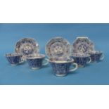 A quantity of Chinese blue and white Teacups and Saucers, of the same pattern, octagonal in form,