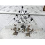 WITHDRAWN: A pair of early 20thC Ecclesiastical brass Candlesticks, the two with three holders, o
