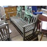 A teak Garden Bench, by Barlow Tyrie Ltd, 59½in (151cm) wide.