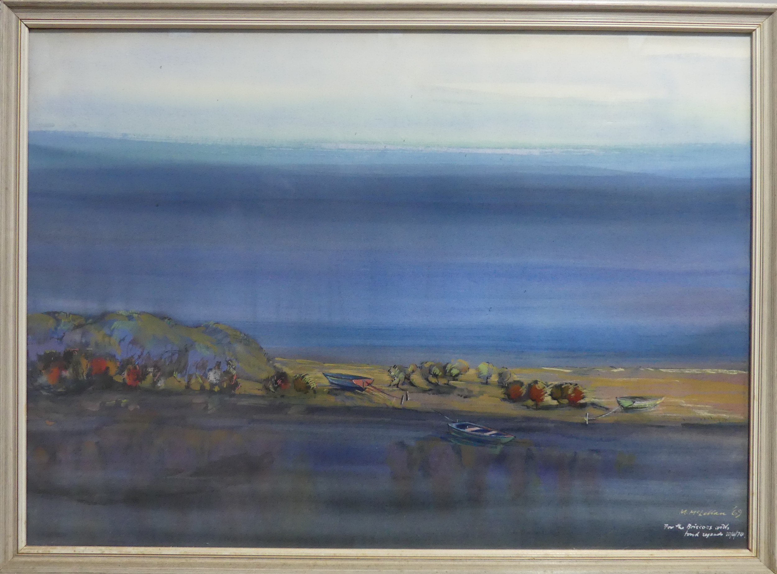 20th Century School, Seascape, Watercolour, signed M McLennan '69, with personal message, 21in (